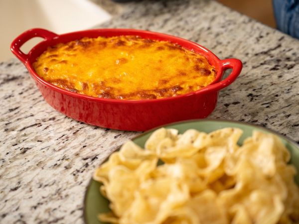 Layered Potato Buffalo Chicken Dip