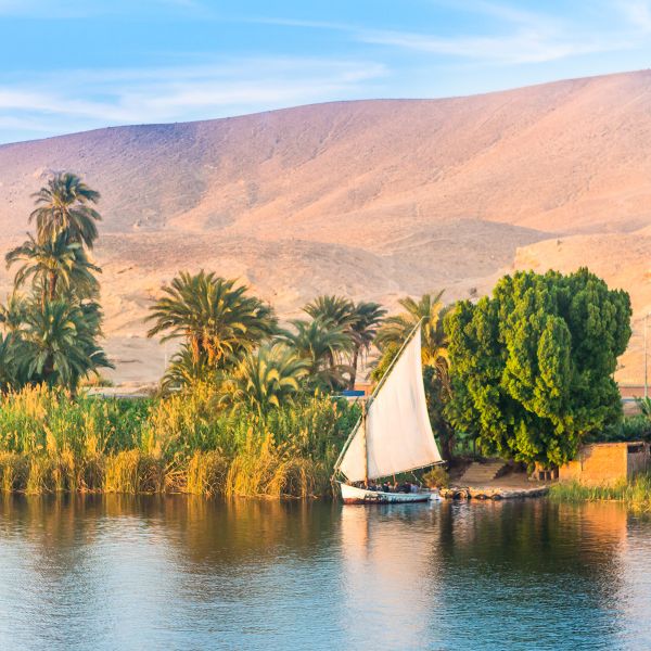 Egyptian boats along the river Nile in Luxor