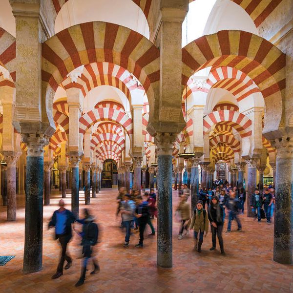 interior of the mezquita cathedral in andalucia spain
