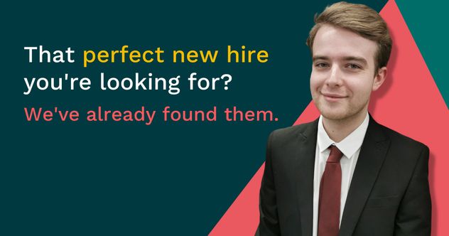 Jacob Darcy of Flex Legal fame smiles warmly to the right of frame. To the left, text reads: "That perfect new hire you're looking for? We've already found them."