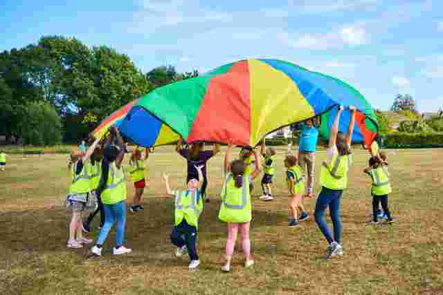 Parachute games outdoors