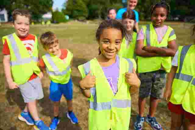 Children smiling outside