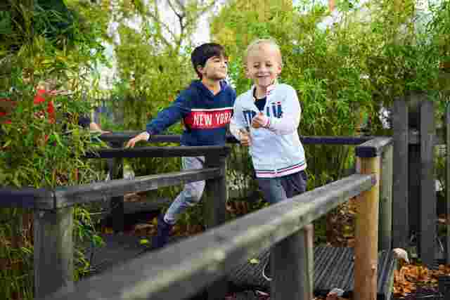 Children running and playing outside