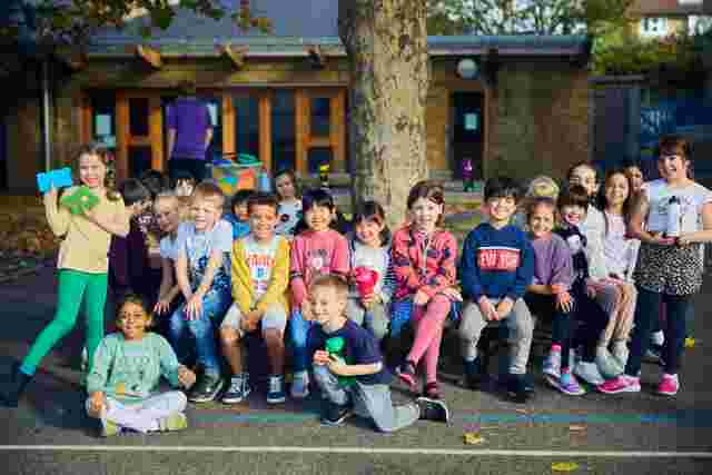 Big group of children smiling