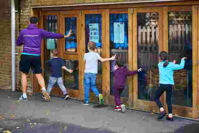 Follow the leader children & staff
