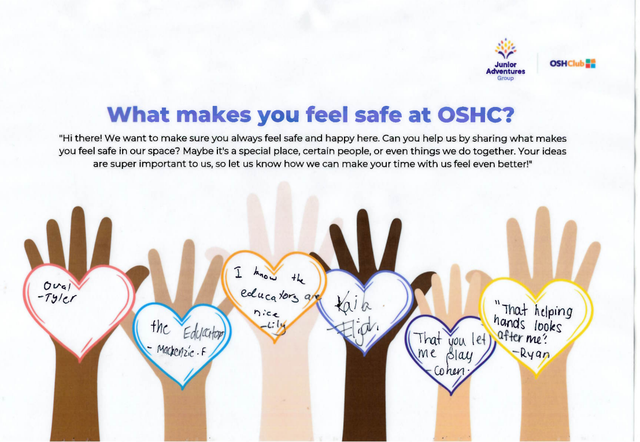 what makes you feel safe at OSHC
