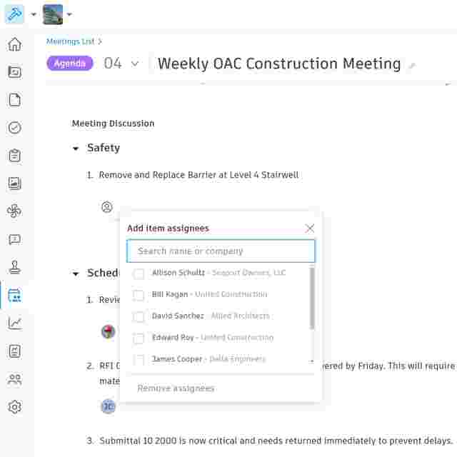 OAC meetings in Construction Meetings Record Software.