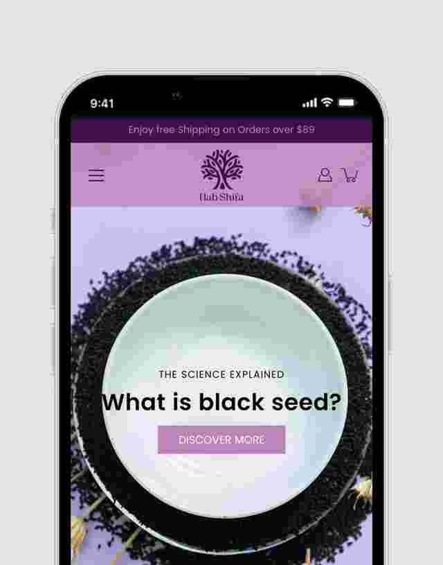 Hab Shifa Australia home page section with text saying "What is black seed?"