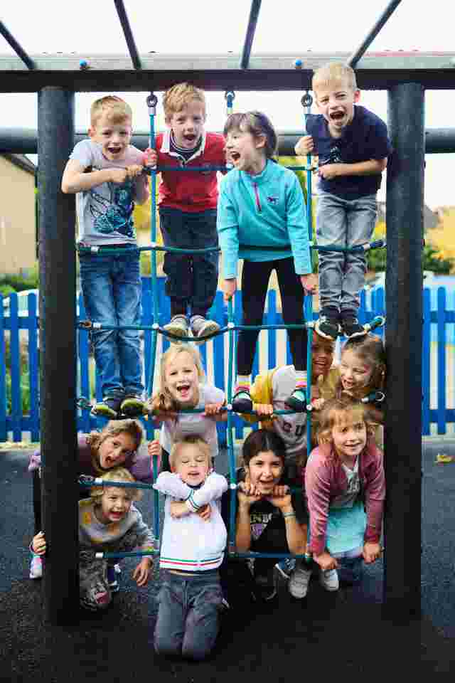 Group shot on climbing frame