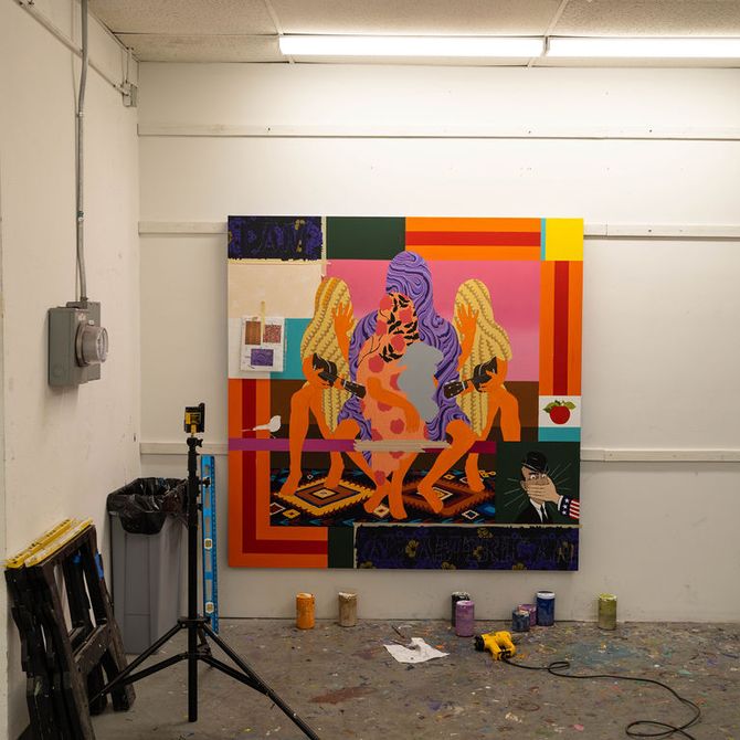 a painting in Amir Fallah's studio