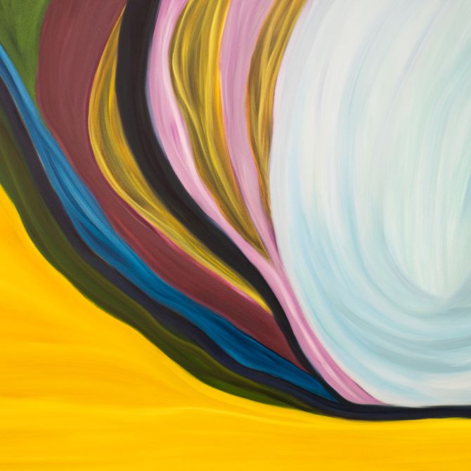 a close-up detail of swirls of colour in a painting by Marina Perez Simão