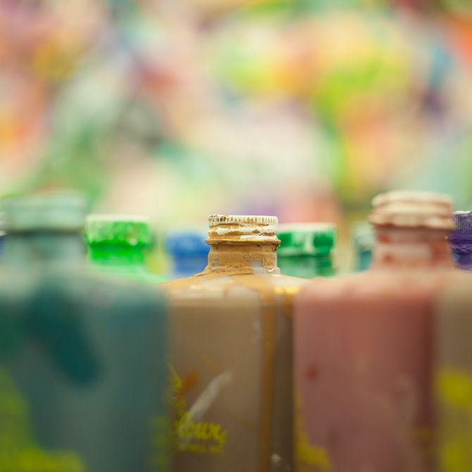 close-up of multiple paint tubes