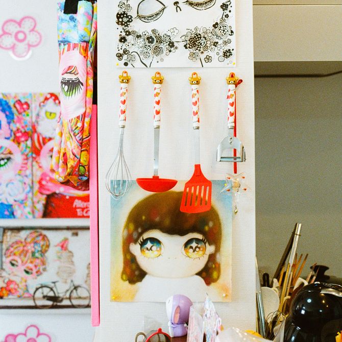 Bell Nakai studio walls with utensils
