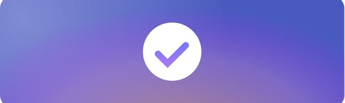 blue and purple background with white checkmark