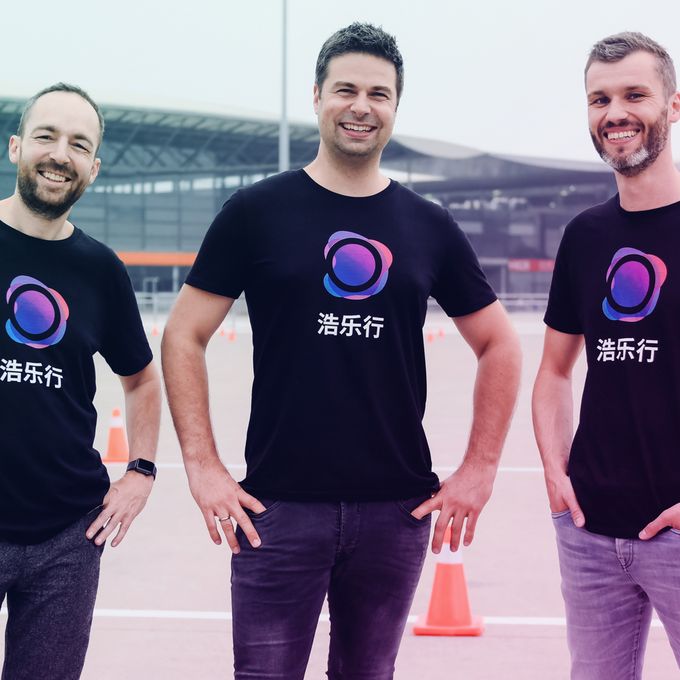 The three holoride founders at CES Asia 2019