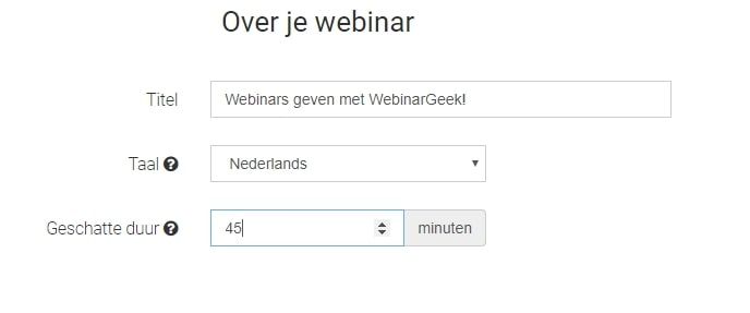 Screenshot WebinarGeek about your webinar setup