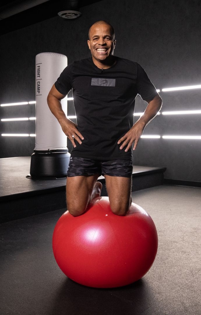 Flo Master Doing a Stability Ball Knee Balance