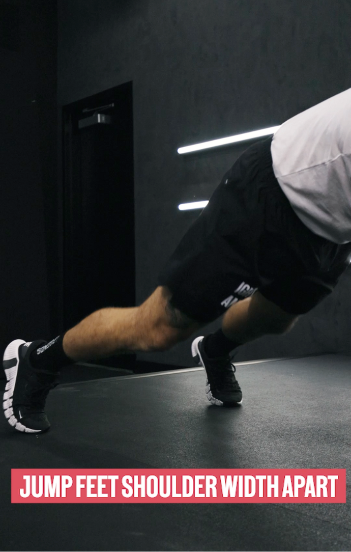 Jump your feet out shoulder-width apart each time