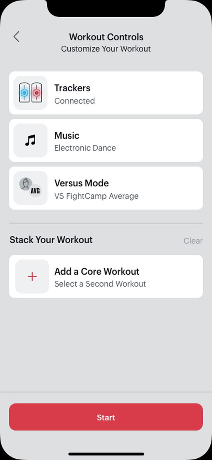 FightCamp App Stacked Workouts