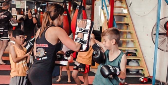 Jess Evans Teaching Muay Thai To Kids