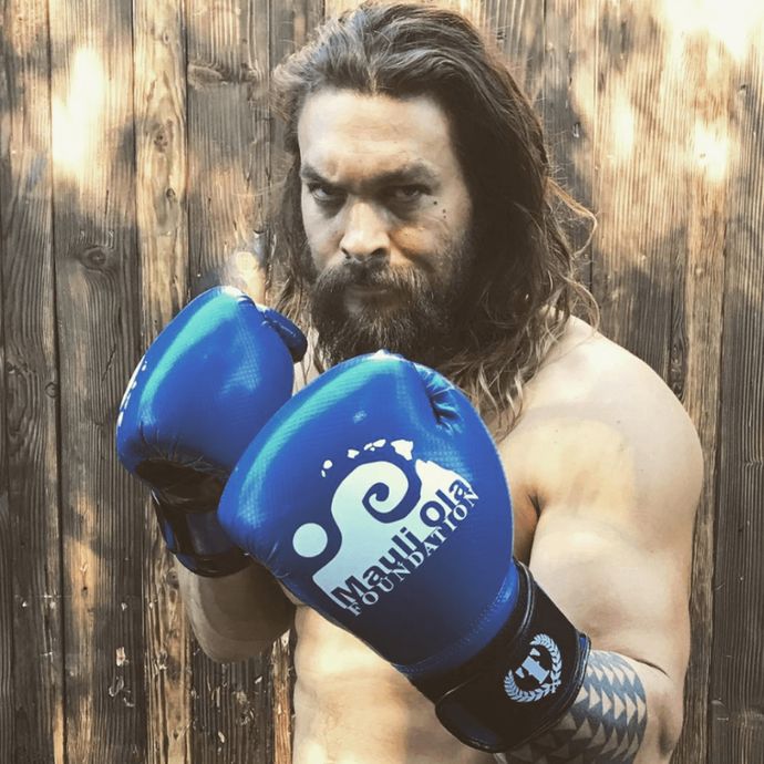Actor Jason Momoa With Boxing Gloves