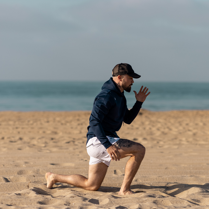 Aaron Swenson boxing training at the beach