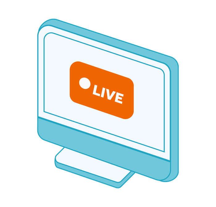 Illustration of screen with live button