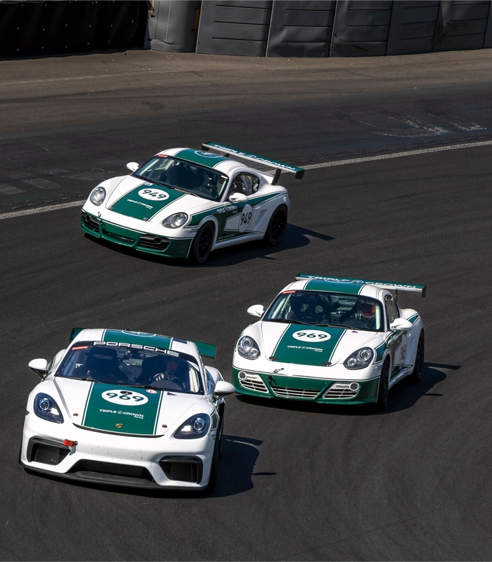 Three Porsche cars race livery branding Stuurmen Triple Crown