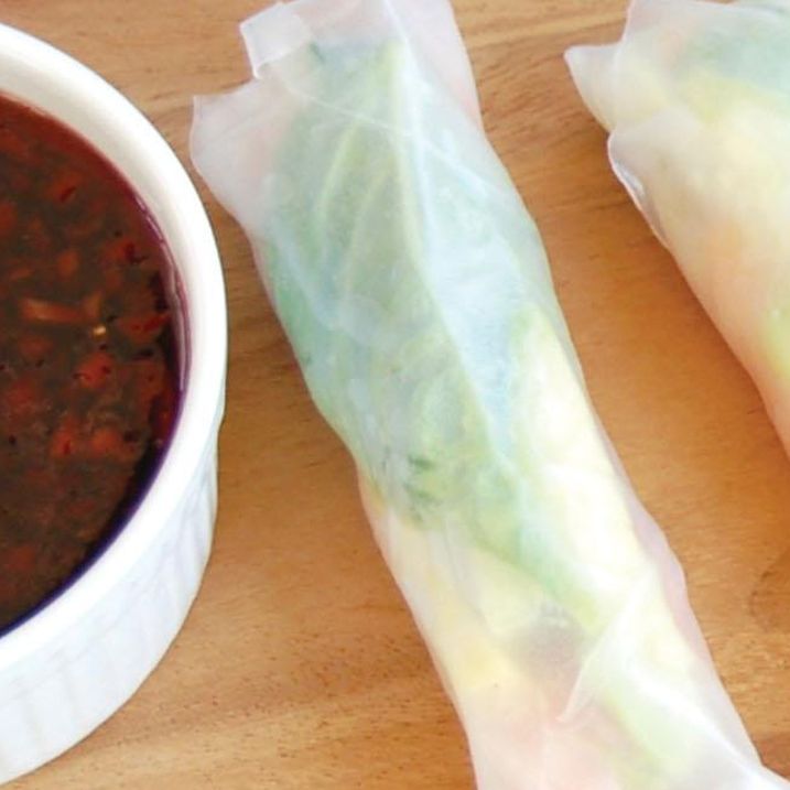 Thai Spring Rolls with Sweet and Spicy Grape Dipping Sauce