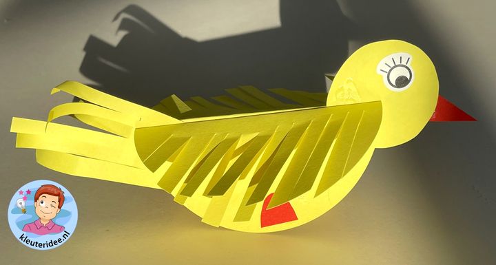 Vogel knutselen van papier, thema vogels voor kleuters, kindergarten bird craft kleuteridee
