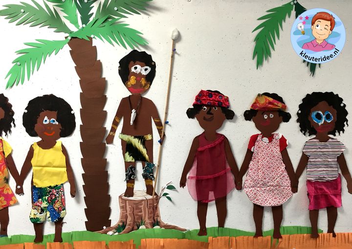 Kinderen uit Afrika knutselen,kleuteridee , thema Afrika