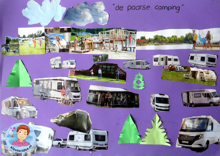 Groepswerk maak je eigen camping met kleuters, thema kamperen, kleuteridee 