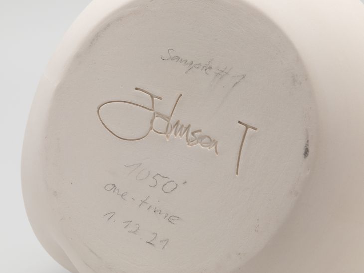 bottom side of ceramic pot, hand signed by Johnson Tsang