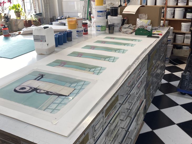 production process of Clayton Schiff's prints