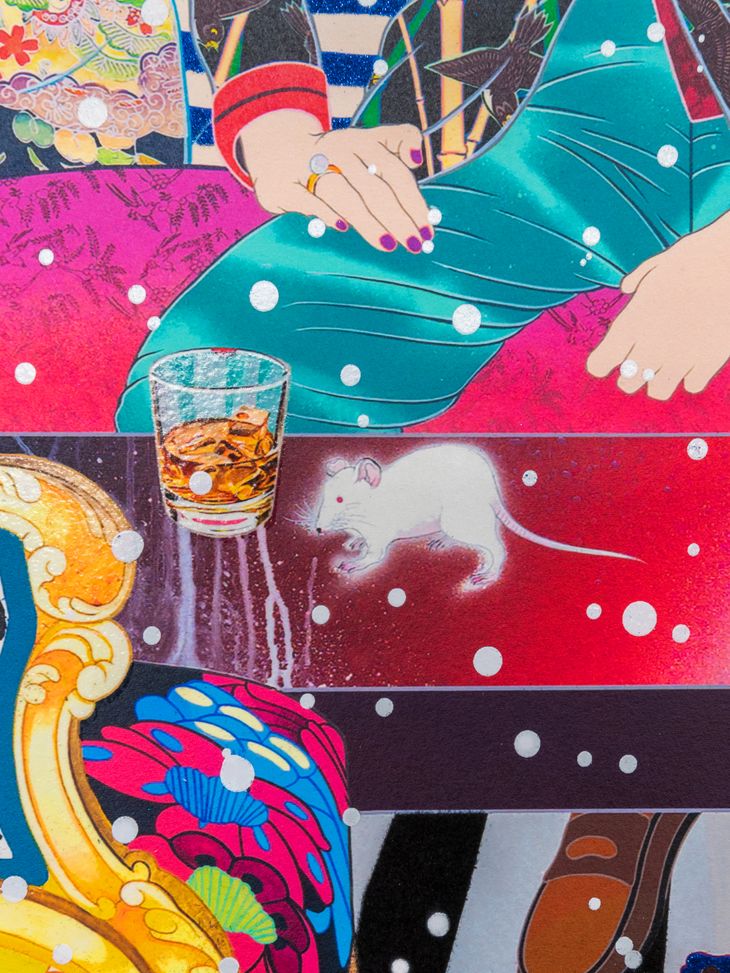 a detail of a colourful patterned interior print by Tomokazu Matsuyama
