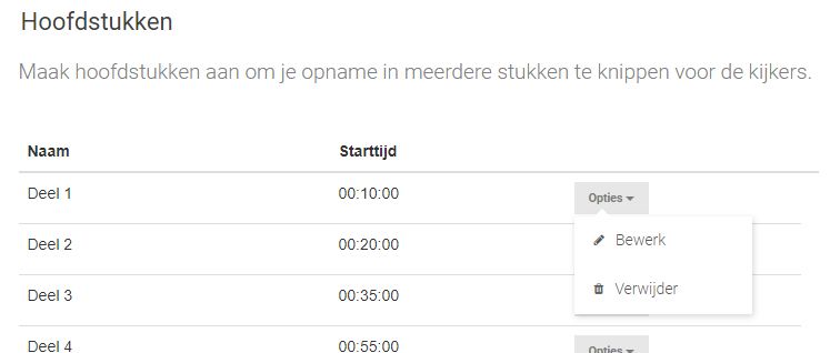 Screenshot van on demand hoofdstukken