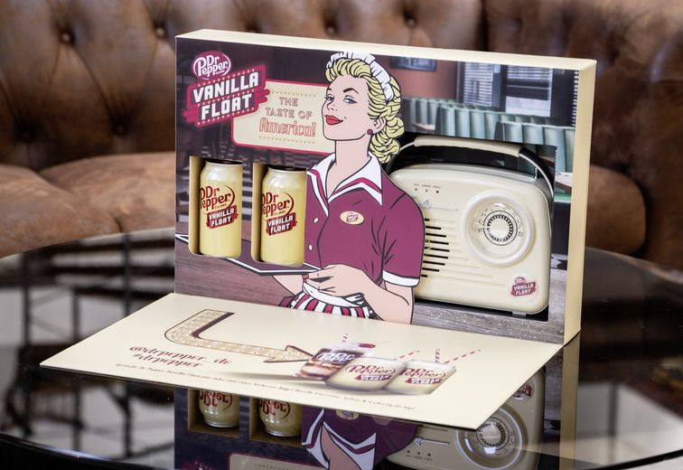 Geöffnetes Seeding Kit zum Marktstart des neuen Dr Pepper "Vanilla Float"