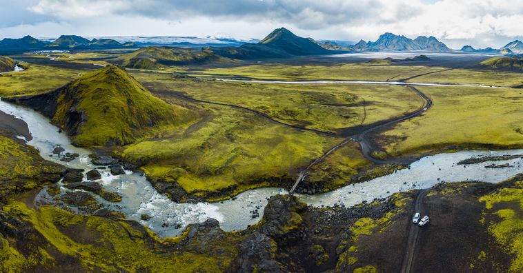 river running through lush green landscapes along Iceland's ring road