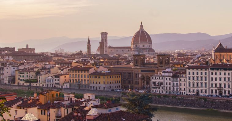 the duomo in the landscape of the city of florence in italy