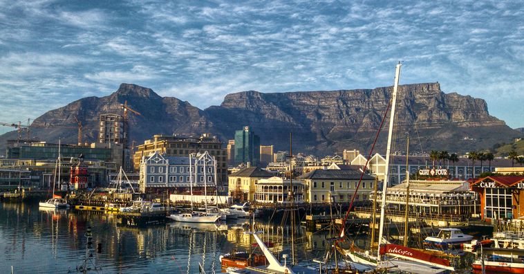 mountains and docks in cape town south africa