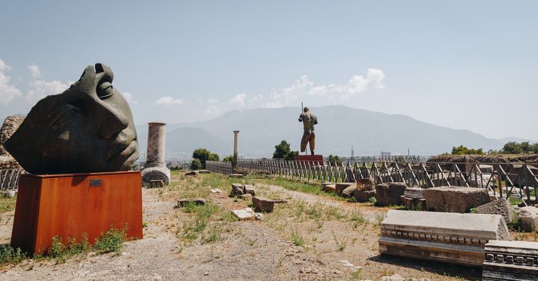 statues in the ancient city of pompeii in italy