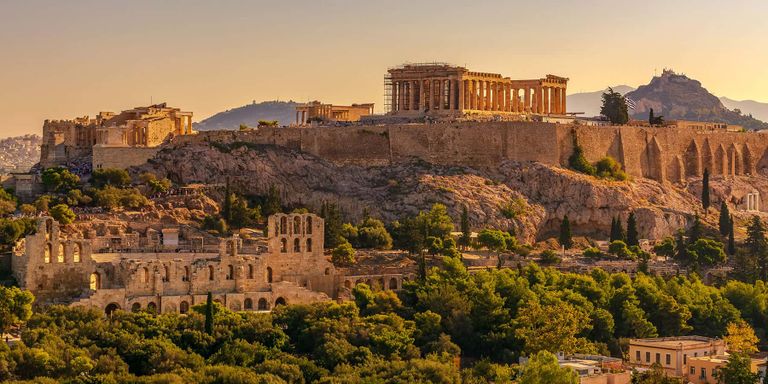 The Propylaea and Acropolis in Athens, Greece.