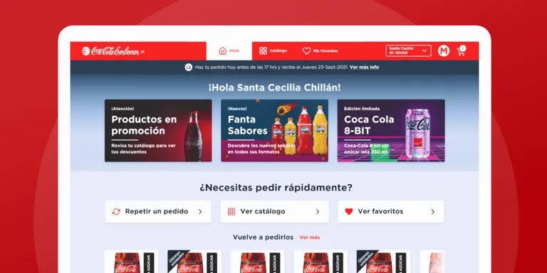 A screen shows Coca Cola Embonor's home page