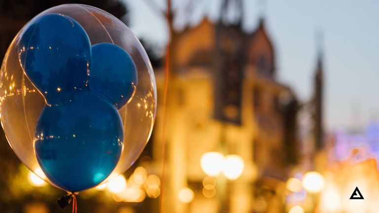 A blue Mickey Mouse balloon 