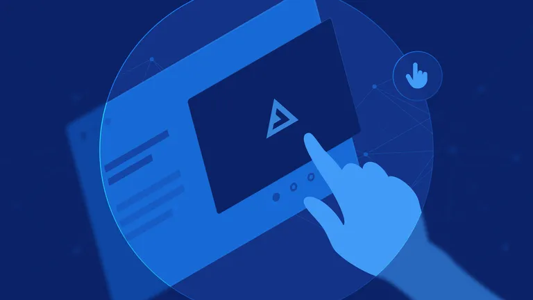 Finger touching a screen with Apply Digital's logo