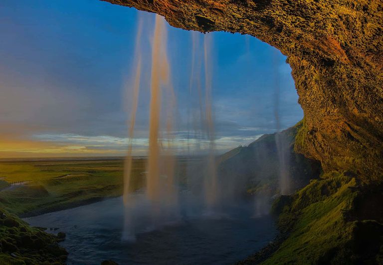 A majestic waterfall in Iceland.