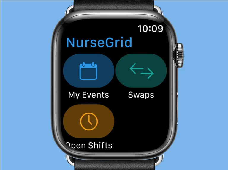 NurseGrid Apple smart watch home screen interface