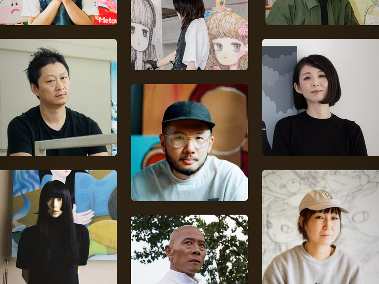 collage of portrait images of Asian artists