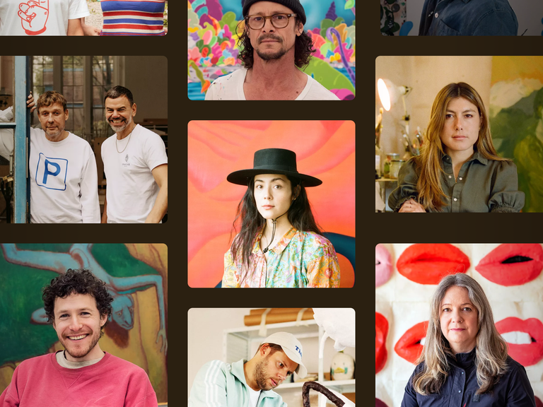 collage of portrait images of North American artists