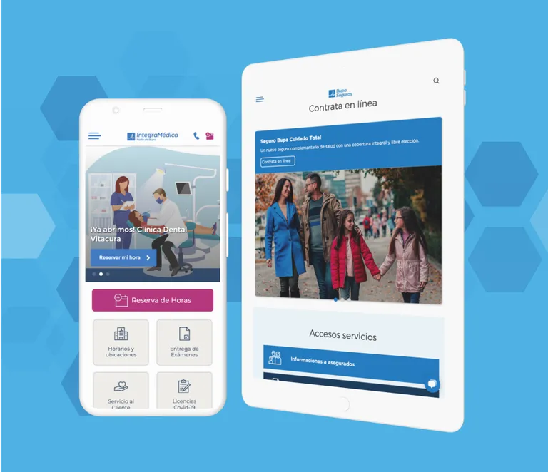 BUPA's discovery sites displayed on a mobile and a tablet